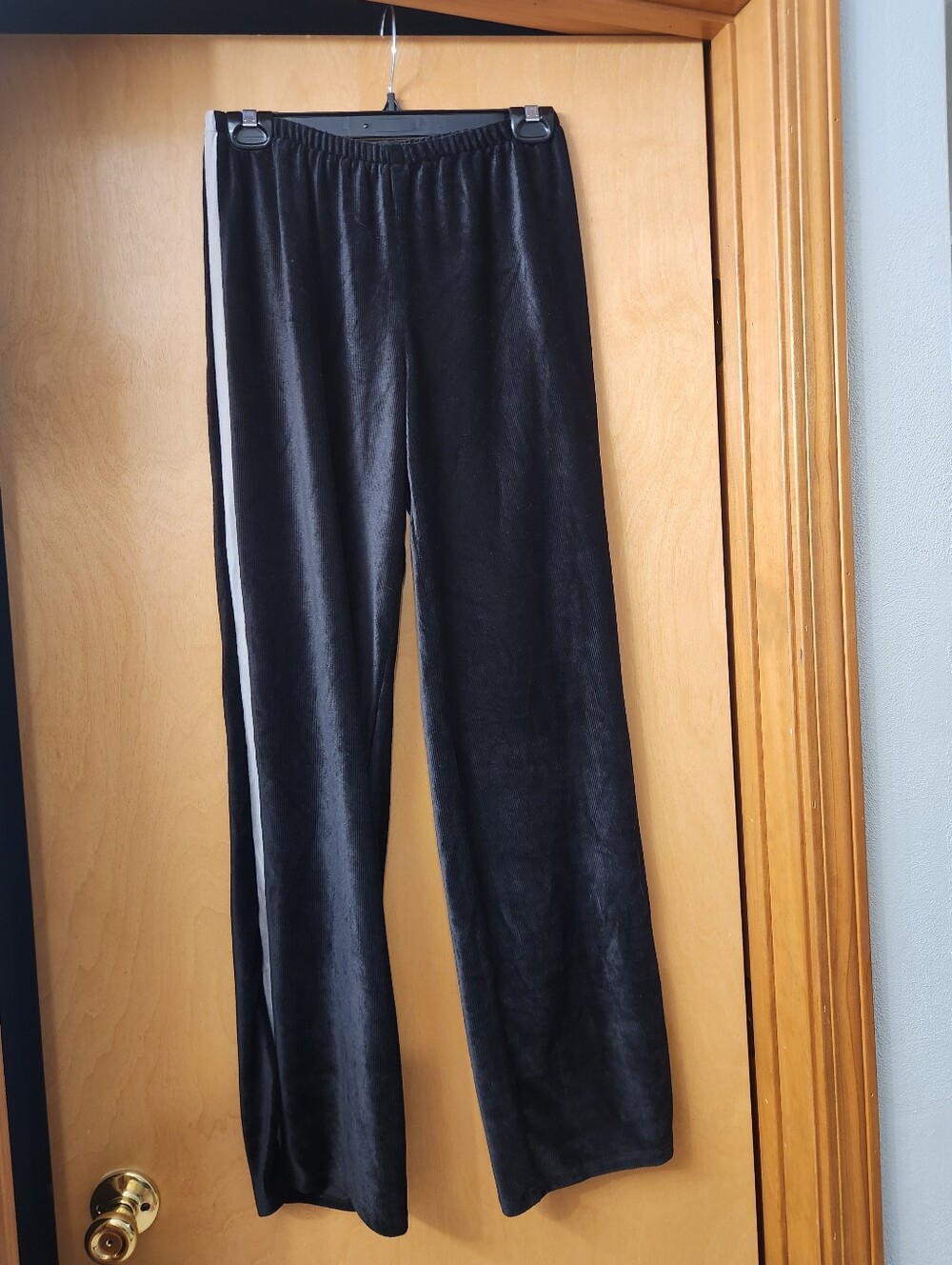 Sunday Ritual Juliette Black Velour Track Pants with Side Stripe - Small